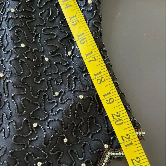 Vintage 90s Laurence Kazar Women Top Size XL Sequin Beaded Floral Party Holiday - Picture 12 of 13